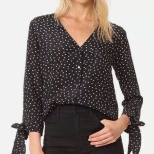 Madewell Silk Star Scatter Tie Sleeve Blouse Button Down